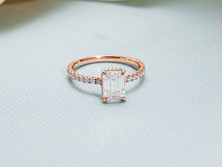 Stunning 1.0 - 2.0 CT Emerald Moissanite Engagement Ring With Hidden Halo Design 5