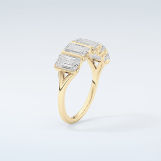 2.5 TCW Emerald Shaped Moissanite Wedding Band 6