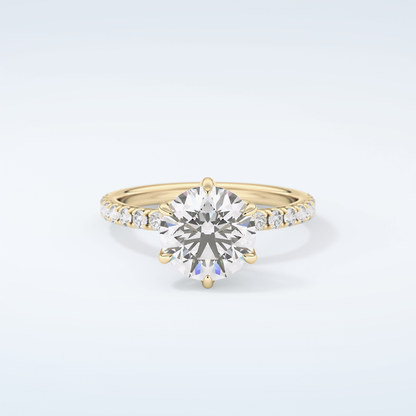 1.5  CT Round Cut Pave Moissanite Engagement Ring