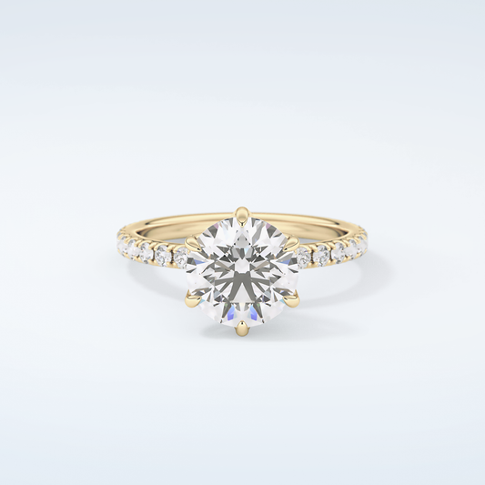 1.5  CT Round Cut Pave Moissanite Engagement Ring