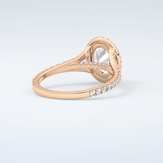 2.0 CT Oval Cut Halo & Pave Split Shank Moissanite Engagement Ring 9