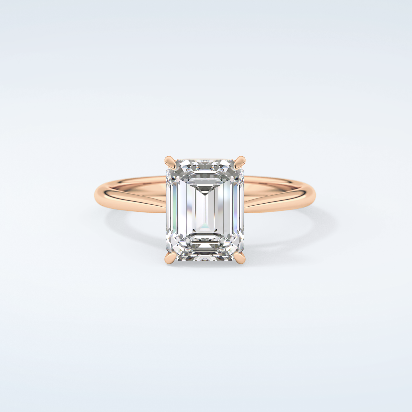 2.0 CT Emerald Cut Solitaire Moissanite Engagement Ring