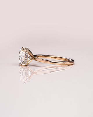 2.15 CT Cushion Cut Moissanite Engagement Ring With Hidden Halo Setting