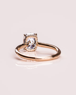 1.49 CT Cushion Cut Moissanite Engagement Ring With Hidden Halo And Pave Setting