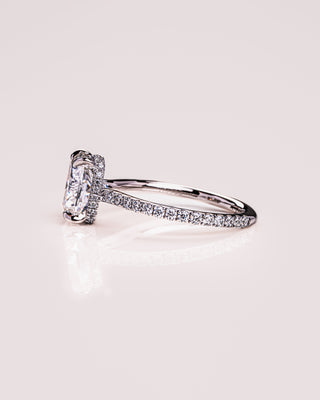 2.5 CT Cushion Moissanite Engagement Ring With Hidden Halo & Pave Setting