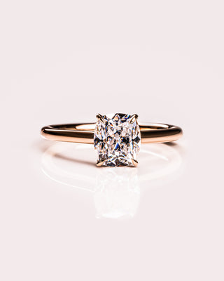 0.96 CT Cushion Hidden Halo Moissanite Engagement Ring