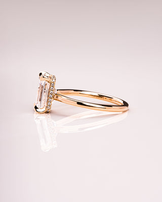 2.30 CT Emerald Cut Moissanite Engagement Ring With Hidden Halo Setting