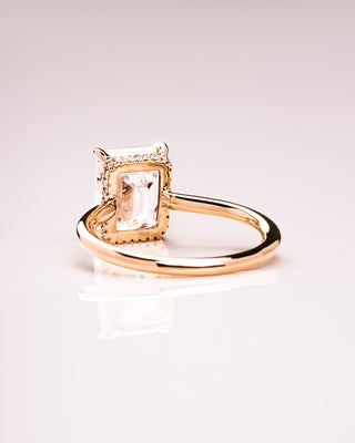 2.30 CT Emerald Cut Moissanite Engagement Ring With Hidden Halo Setting