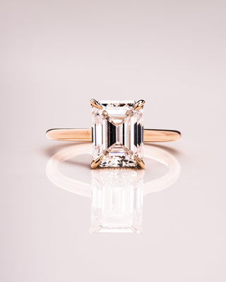 2.30 CT Emerald Cut Moissanite Engagement Ring With Hidden Halo Setting