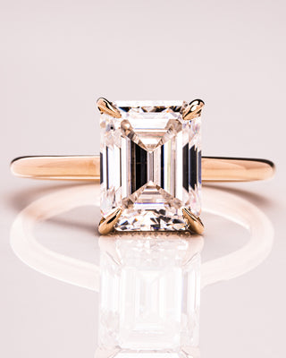 2.30 CT Emerald Cut Moissanite Engagement Ring With Hidden Halo Setting