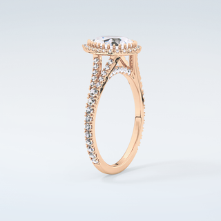 2.0 CT Pear Cut Halo & Pave Split Shank Moissanite Engagement Ring 12