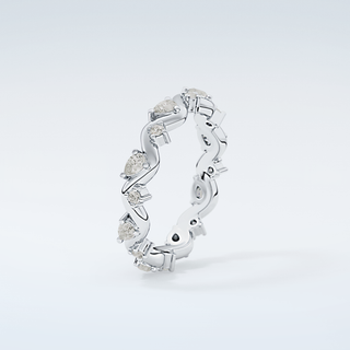 0.56 TCW Round & Pear Shaped Moissanite Wedding Band 18