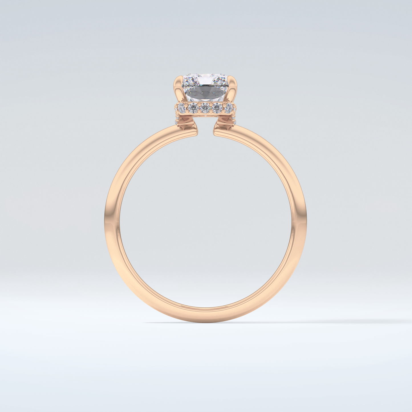 2.0 CT Radiant Cut Hidden Halo Moissanite Engagement Ring