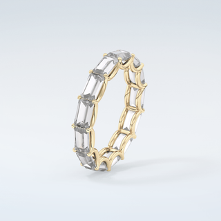 2.55 TCW Emerald Shaped Moissanite Wedding Band 6