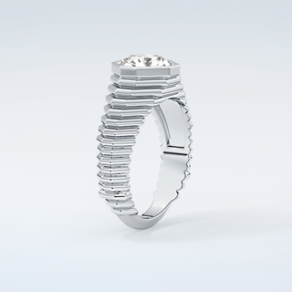 1.5 CT Asscher Cut Solitaire Bezel Moissanite Engagement Ring 18