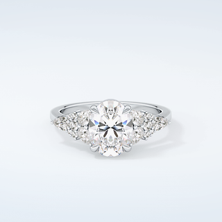 2.0 CT Oval Cut Cluster Moissanite Engagement Ring 13