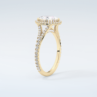 2.0 CT Oval Cut Halo & Pave Split Shank Moissanite Engagement Ring 6