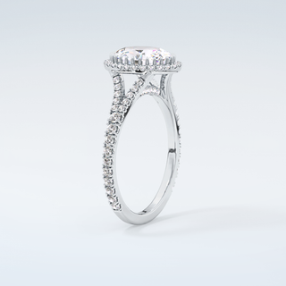 2.0 CT Oval Cut Halo & Pave Split Shank Moissanite Engagement Ring 18
