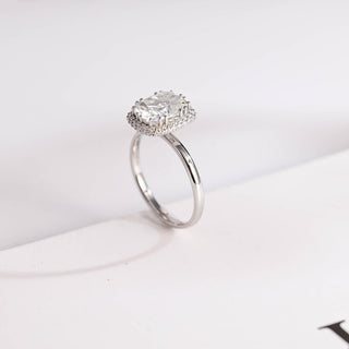 Stunning 1.0 - 2.0 CT Elongated Cushion Moissanite Engagement Ring With Halo Design 8