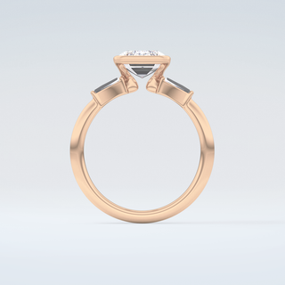 2.0 CT Emerald Cut Half Bezel Three Stone Moissanite Engagement Ring 8