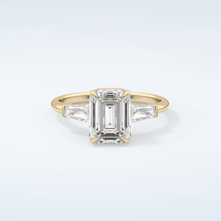 2.0 CT Emerald Cut Three Stone Moissanite Engagement Ring 1