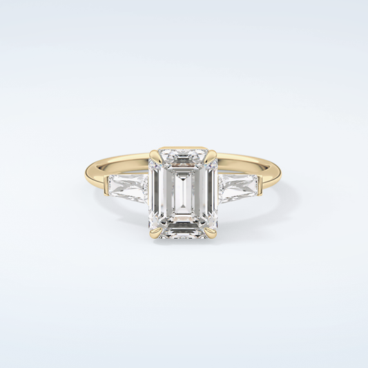 2.0 CT Emerald Cut Three Stone Moissanite Engagement Ring