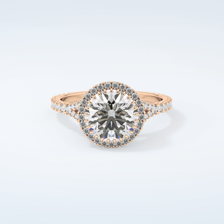 2.0 CT Round Cut Halo & Pave Split Shank Moissanite Engagement Ring 7