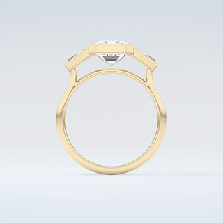 2.0 CT Emerald Cut Three Stone Bezel Moissanite Engagement Ring 2