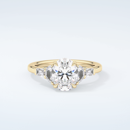 2.0 CT Oval Cut Cluster Style Moissanite Engagement Ring