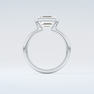 2.0 CT Emerald Cut Half Bezel Moissanite Engagement Ring 14