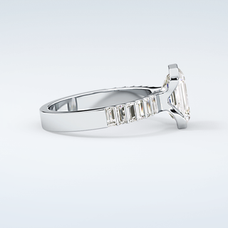 2.0 CT Emerald Cut Half Bezel Moissanite Engagement Ring 16