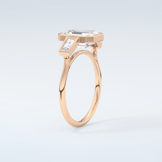 2.0 CT Emerald Cut Three Stone Bezel Moissanite Engagement Ring 12