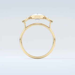 1.5 CT Pear Cut Three Stone Bezel Moissanite Engagement Ring 2