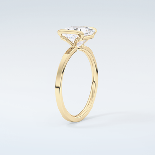 2.0 CT Princess Cut Half Bezel Moissanite Engagement Ring 6