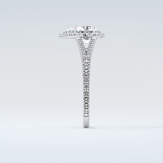 2.0 CT Pear Cut Halo & Pave Split Shank Moissanite Engagement Ring 17