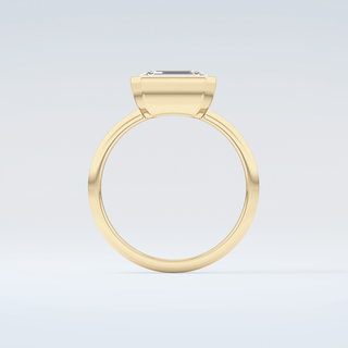 1.5 CT East West Emerald Cut Bezel Style Moissanite Engagement Ring 2