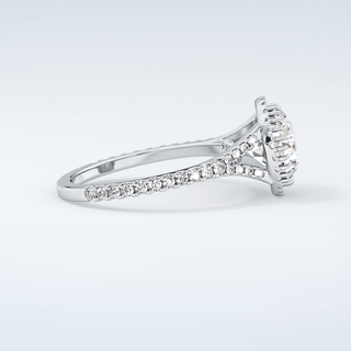2.0 CT Round Cut Halo & Pave Split Shank Moissanite Engagement Ring 16