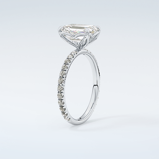 1.75 CT Emerald Cut Pave Moissanite Engagement Ring 18