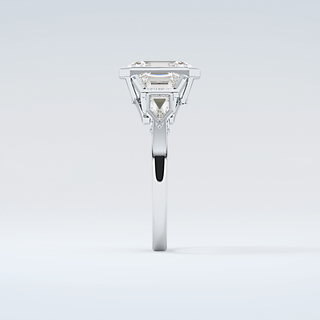 2.0 CT Emerald Cut Cluster Style Moissanite Engagement Ring 17