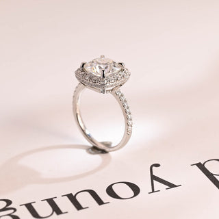 Stunning 1.0 - 2.0 CT Cushion Moissanite Engagement Ring With Pave & Halo Design 5