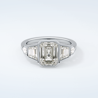 2.0 CT Emerald Cut Cluster Style Moissanite Engagement Ring 13