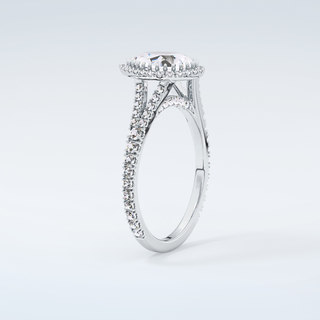 2.0 CT Pear Cut Halo & Pave Split Shank Moissanite Engagement Ring 18