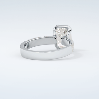 2.0 CT Emerald Cut Half Bezel Moissanite Engagement Ring 15
