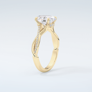 2.0 CT Oval Cut Hidden Halo Twisted Shank Moissanite Engagement Ring 6