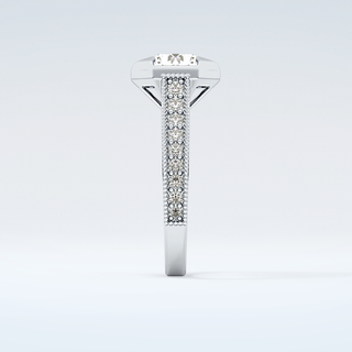 2.0 CT Round Cut Cathedral Pave Moissanite Engagement Ring 17