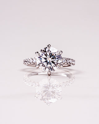 2.26 CT Round Cut Pave Moissanite Engagement Ring