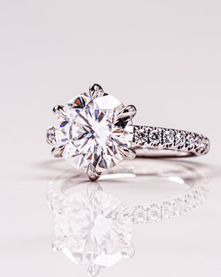2.26 CT Round Cut Pave Moissanite Engagement Ring