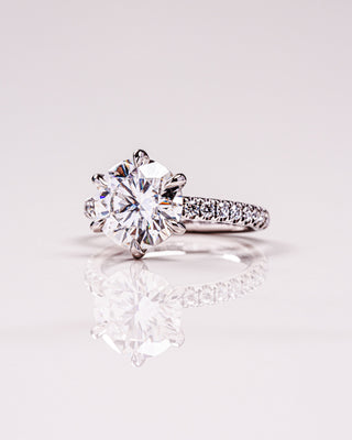 2.26 CT Round Cut Pave Moissanite Engagement Ring