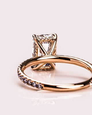 2.43 CT Radiant Cut Moissanite Engagement Ring With Hidden Halo And Pave Setting