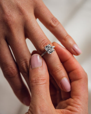 2.43 CT Radiant Cut Hidden Halo & Pave Moissanite Engagement Ring